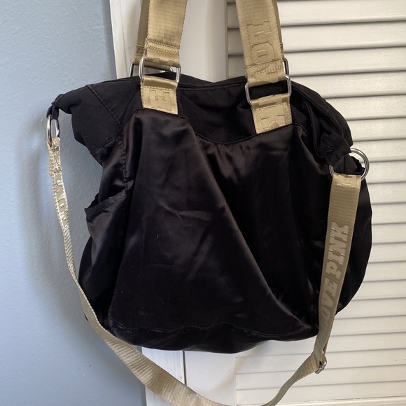 Black & gold VS Pink Messenger bag satin & canvas - Picture 6 of 16